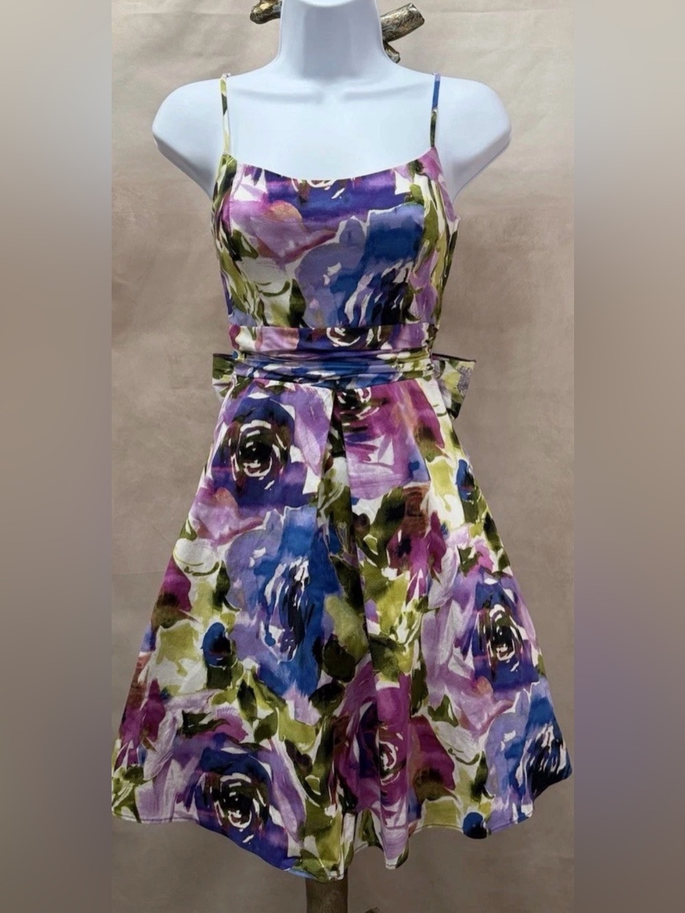 B Darlin Purple, Blue, Green & White Floral Fit & Flare Party Dress Size 5/6